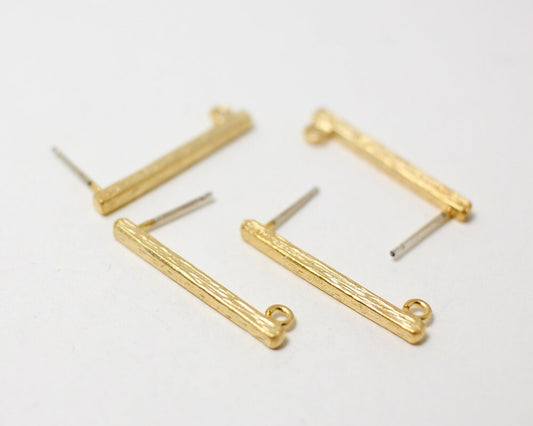 [E0017]/1 pair/Bar Earrings/Brass/Matte Gold/2x22mm