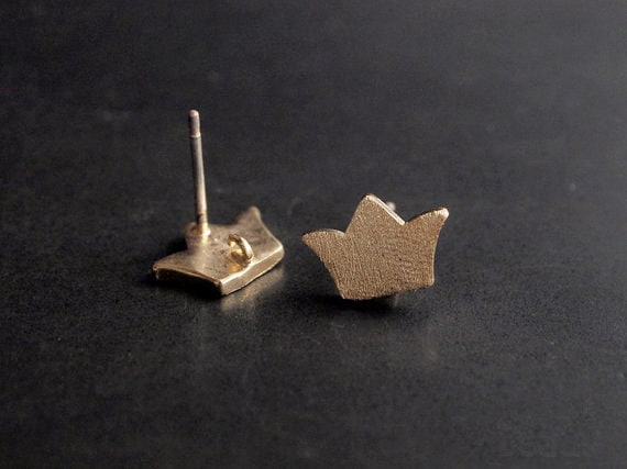 [E0018]/1 pair/Crown Earrings/Brass/Gold/10x7mm