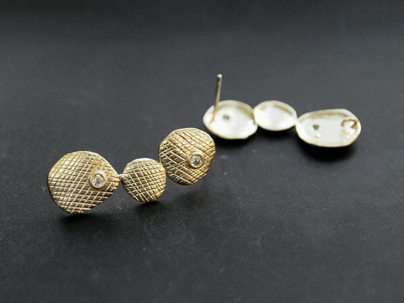 [E0021]/1 pair/Dangled Circle Earrings/Brass/Matte Gold/10x27mm