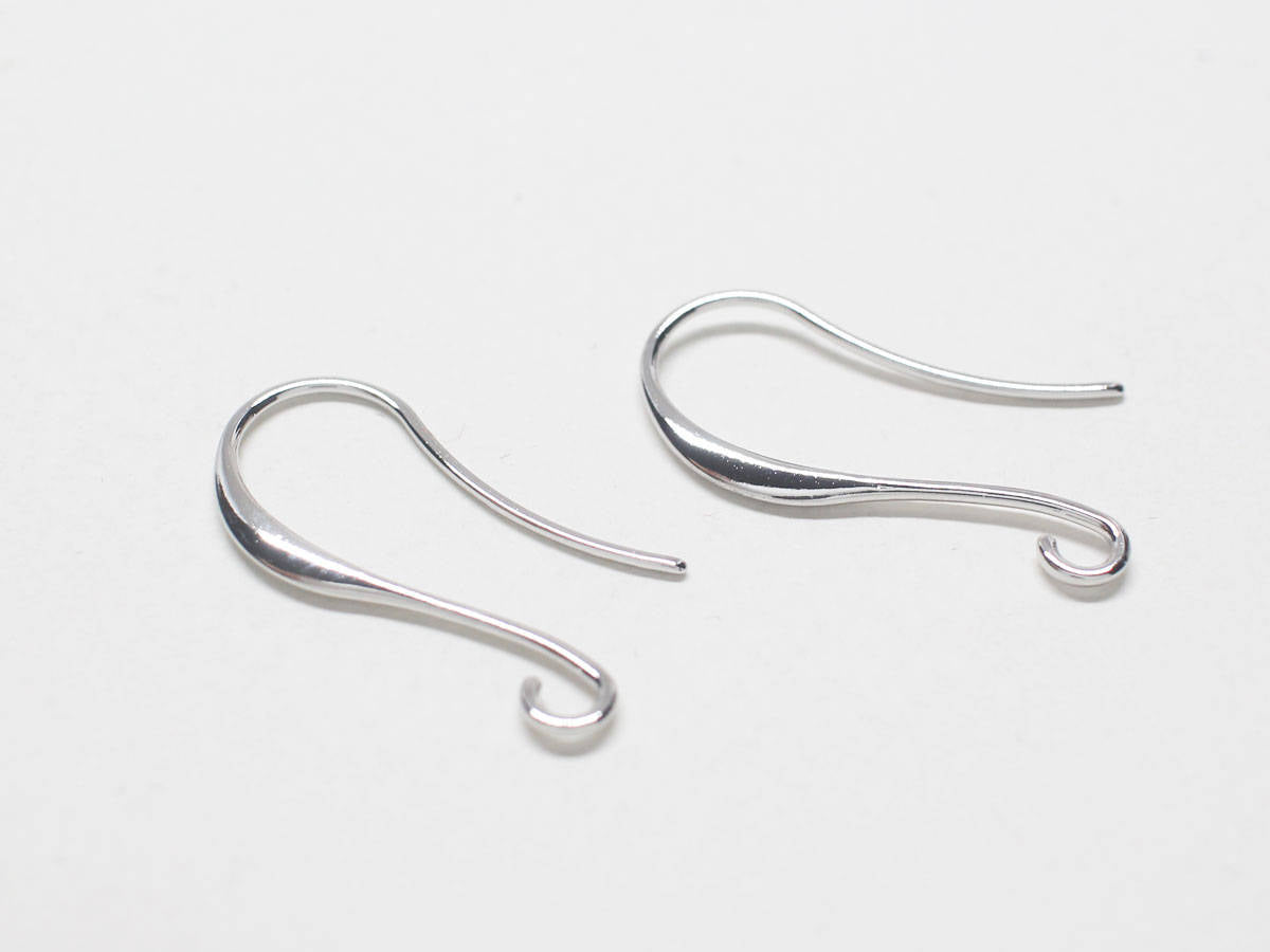 [E0026-1]/2 pair/French hook Large/Brass/Rhodium/25mm