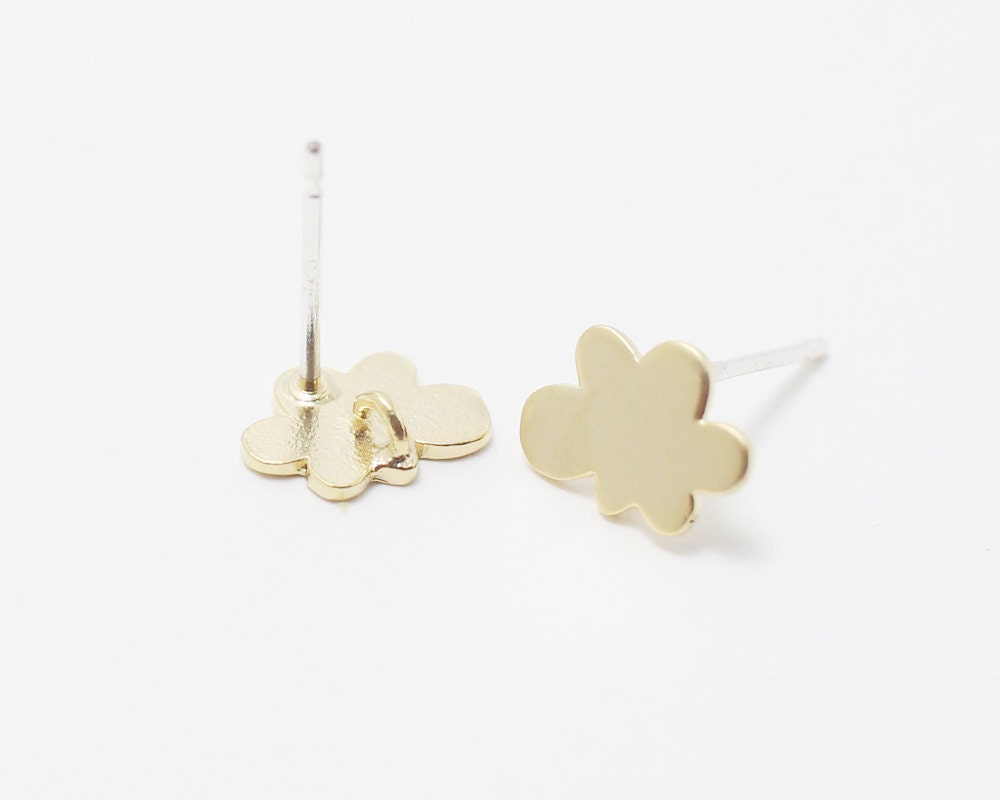 [E0027]/1 pair/Little cloud earrings/Brass/Matte Gold/9.5x6.5mm