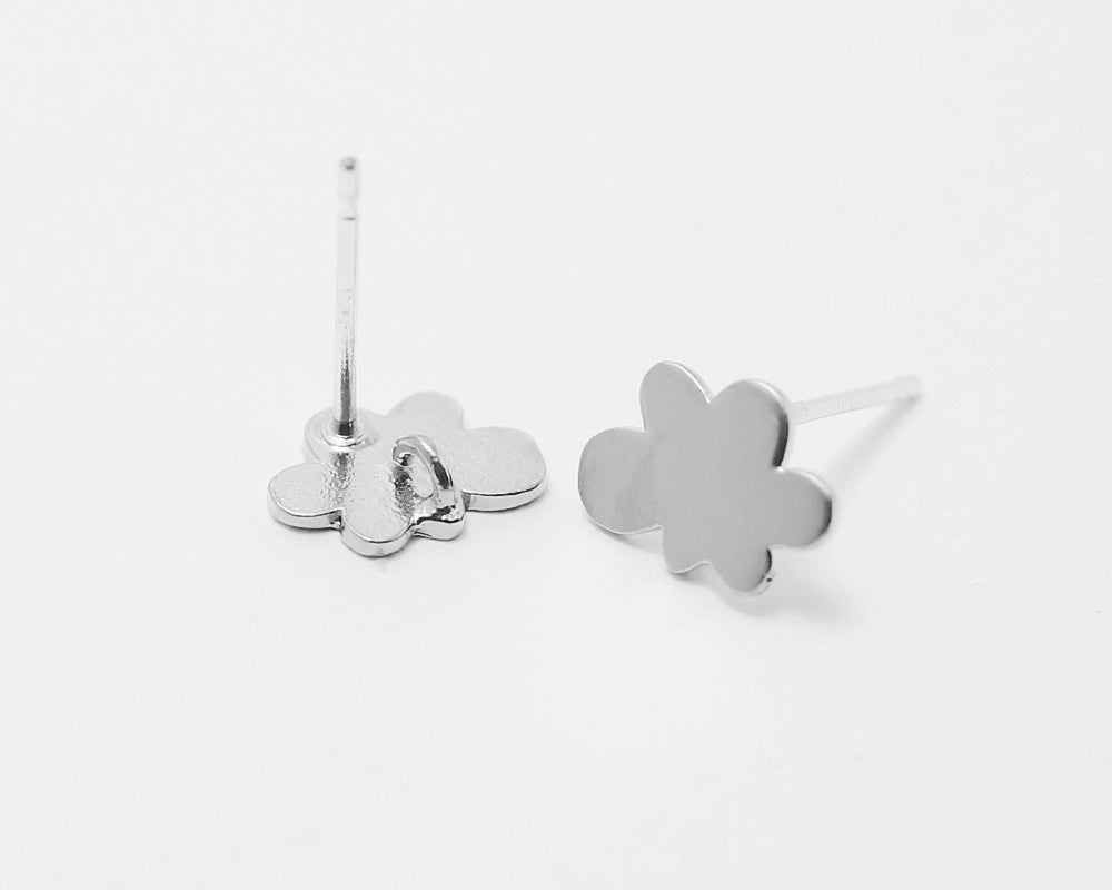 [E0027]/1 pair/Little cloud earrings/Brass/Matte Rhodium/9.5x6.5mm