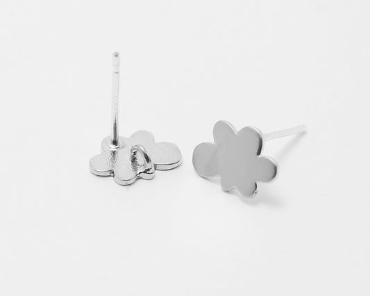 [E0027]/1 pair/Little cloud earrings/Brass/Matte Rhodium/9.5x6.5mm