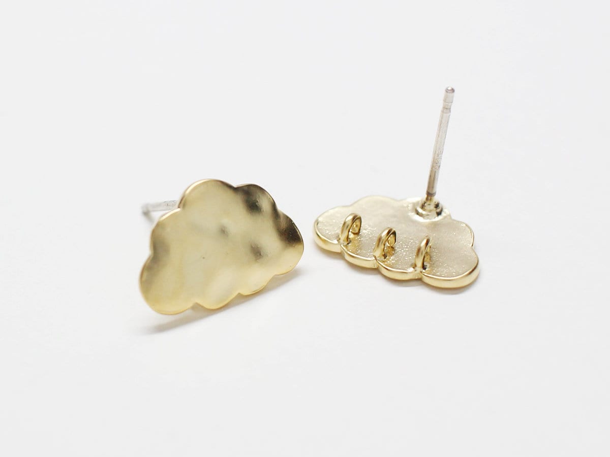 [E0030-1]/1 pair/Cloud Earrings Small/Brass/Matte Gold/3x19mm