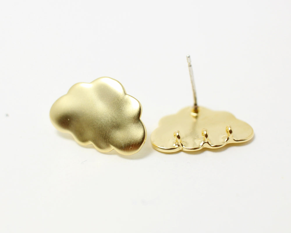 [E0030]/1 pair/Cloud Earrings/Brass/Matte Gold/20 x 12 mm