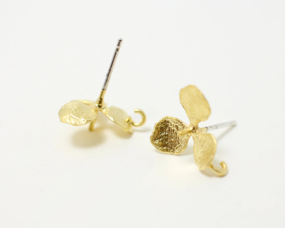 [E0031]/1 pair/Petal Earrings/Brass/Matte Gold/10 x 11 mm