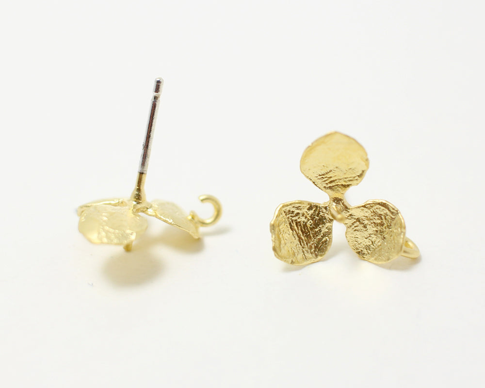 [E0031]/1 pair/Petal Earrings/Brass/Matte Gold/10 x 11 mm