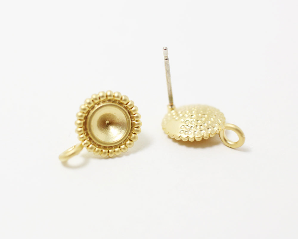 [E0033]/1 pair/Sunflower Motivated Circle Earrings/Brass/Matte Gold/10 x 13 mm