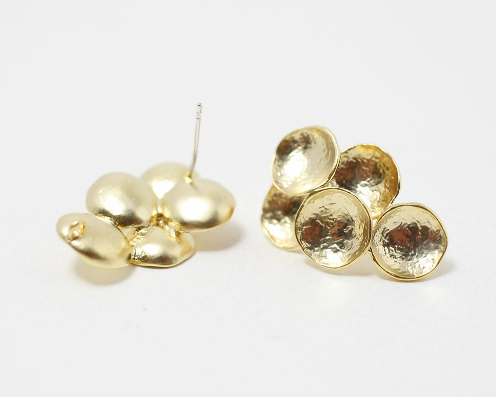 [E0052]/1 pair/Concave Circle Earrings/Brass/Matte Gold /16x24mm