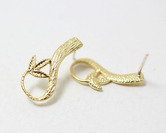 [E0056]/1 pair/Branch Earrings/Brass/Matte Gold /9x18mm