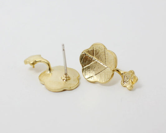 [E0058]/1 pair/Lotus leaf earrings For Pearl/Brass/Matte Gold/11x18mm