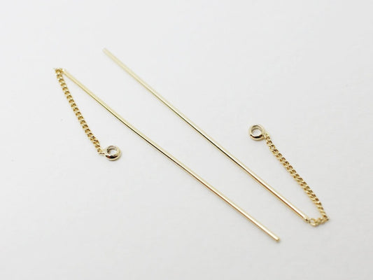 [E0088]/2 pairs/Straight Bar/Gold/44mm