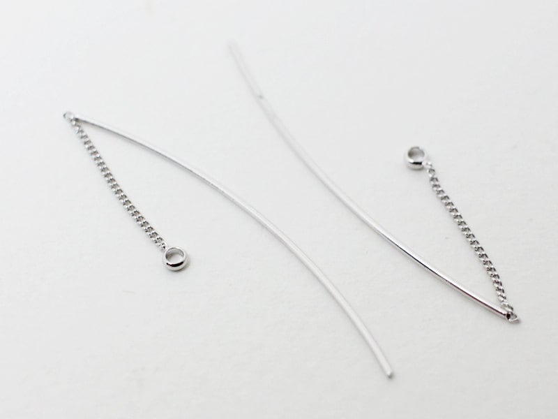 [E0090]/2 pairs/Curved Bar/Rhodium/44mm