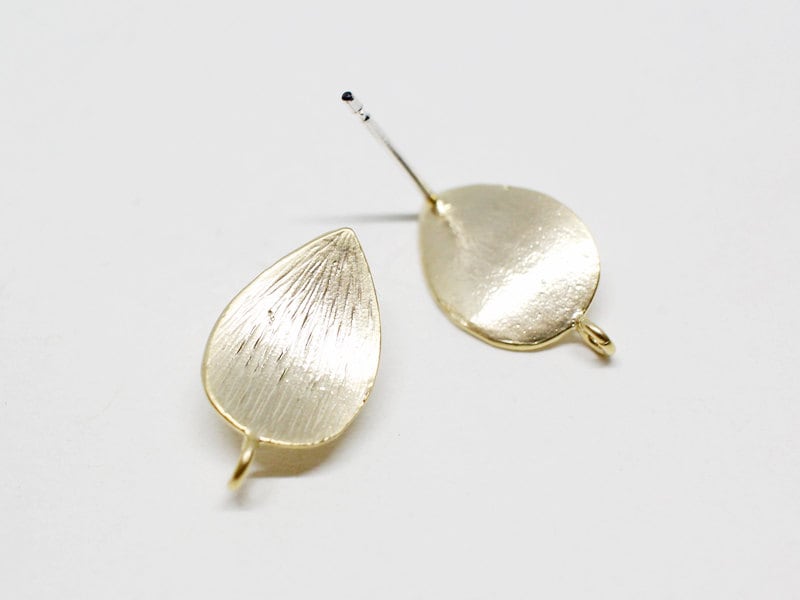 [E0099]/1 pair/Textured Curve Teardrop Earrings /Brass/Matte Gold/9x 15.5mm