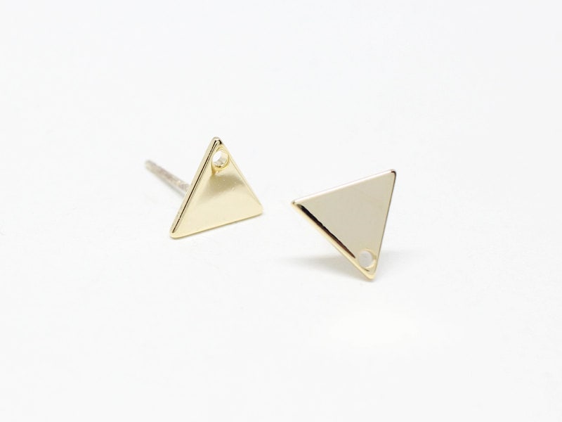 [E0102]/1 pair/Triangle Stud Earrings/Brass/Gold/9mm