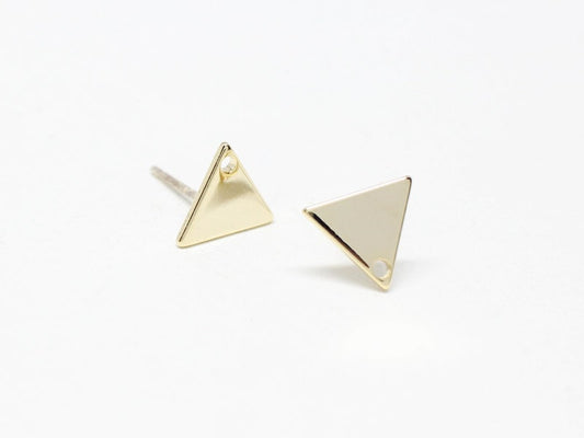 [E0102]/1 pair/Triangle Stud Earrings/Brass/Gold/9mm