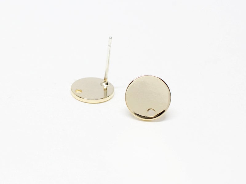 [E0103]/1 pair/Circle Stud Earrings/Brass/Gold/9mm