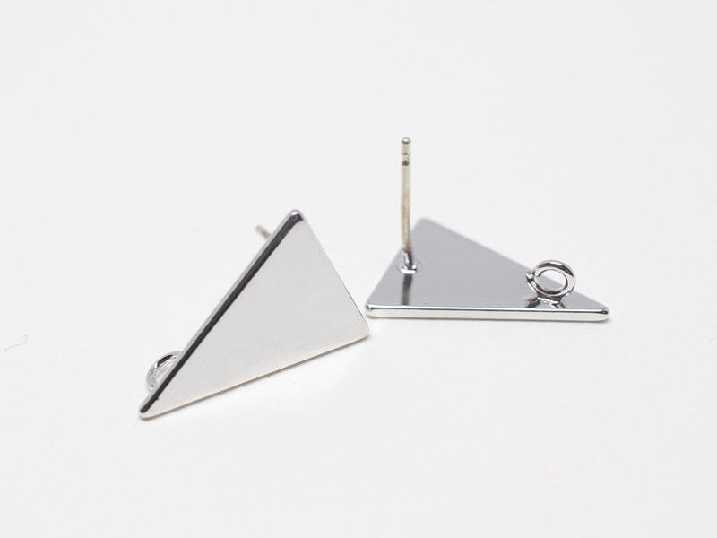 [E0114]/1 pair/Isosceles triangle Stud Earrings/Brass/Rhodium/12x18mm