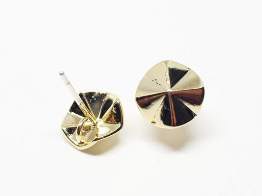 [E0118]/1 pair/Origami Circle Stud Earrings/Brass/Rhodium/9mm