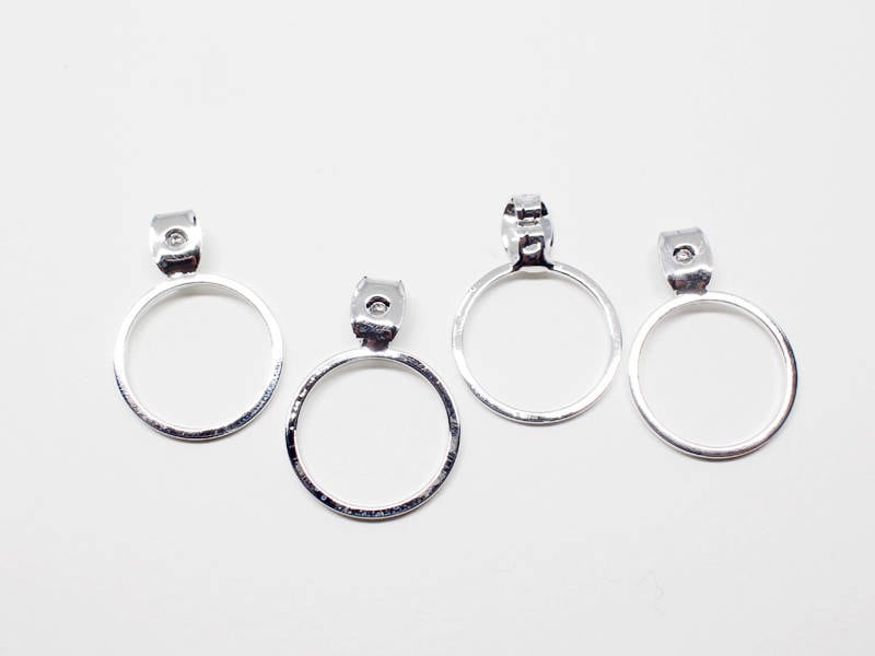 [E0145]/2 pairs/15mm Circle Earring Back Clutch/Brass/Rhodium/15mm