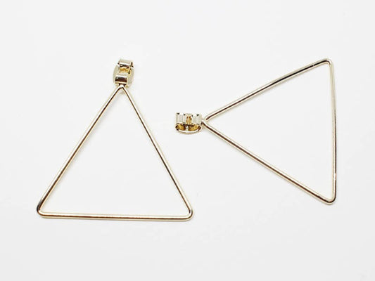 [E0146]/1 pair/35mm Large Triangle Earring Back Clutch/Brass/Gold/35mm