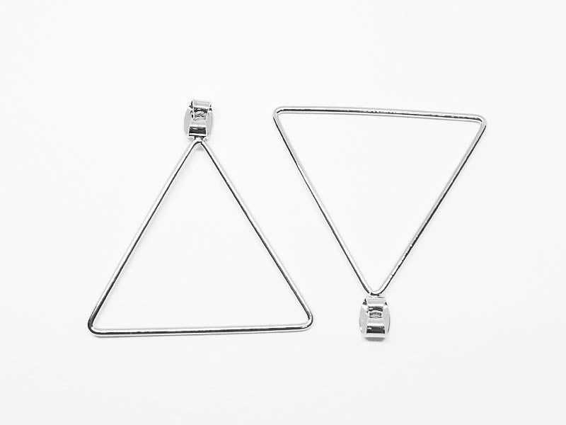 [E0146]/1 pair/35mm Large Triangle Earring Back Clutch/Brass/Rhodium/35mm