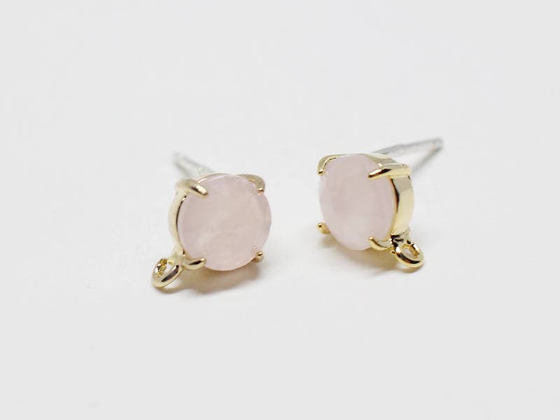 [E0157]/1 pair/Gemstone Earrings/ Brass/Gold/8x10mm