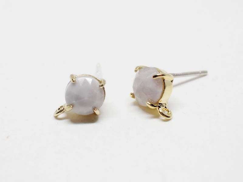 [E0157]/1 pair/Gemstone Earrings/ Brass/Gold/8x10mm