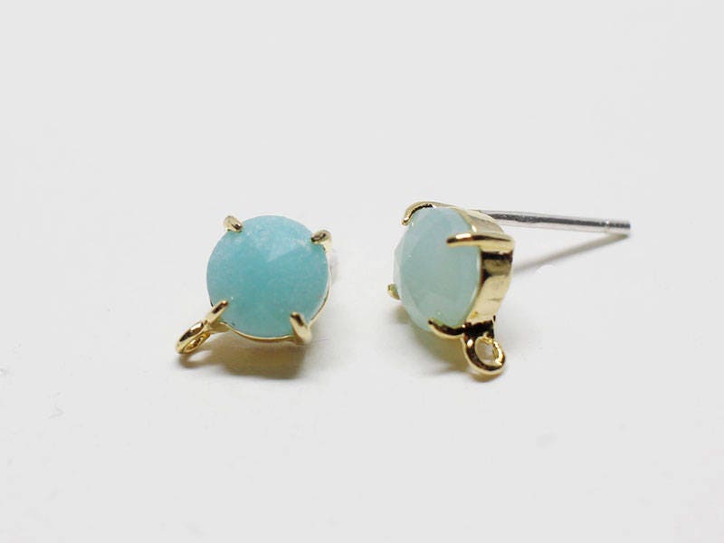 [E0157]/1 pair/Gemstone Earrings/ Brass/Gold/8x10mm