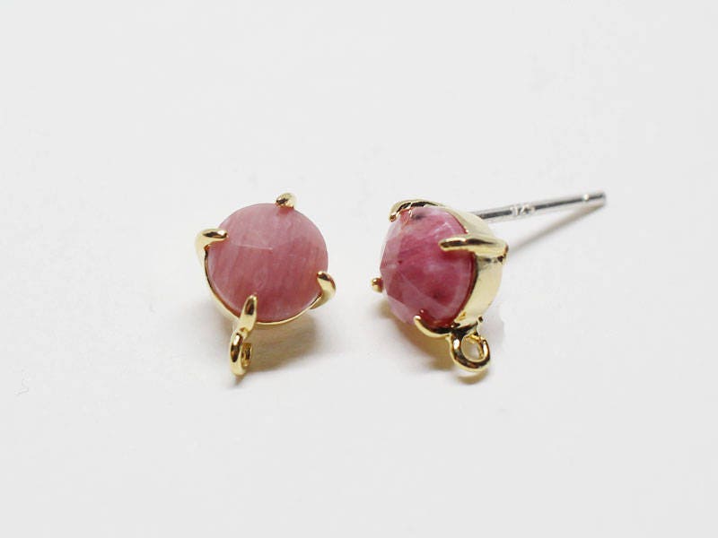 [E0157]/1 pair/Gemstone Earrings/ Brass/Gold/8x10mm