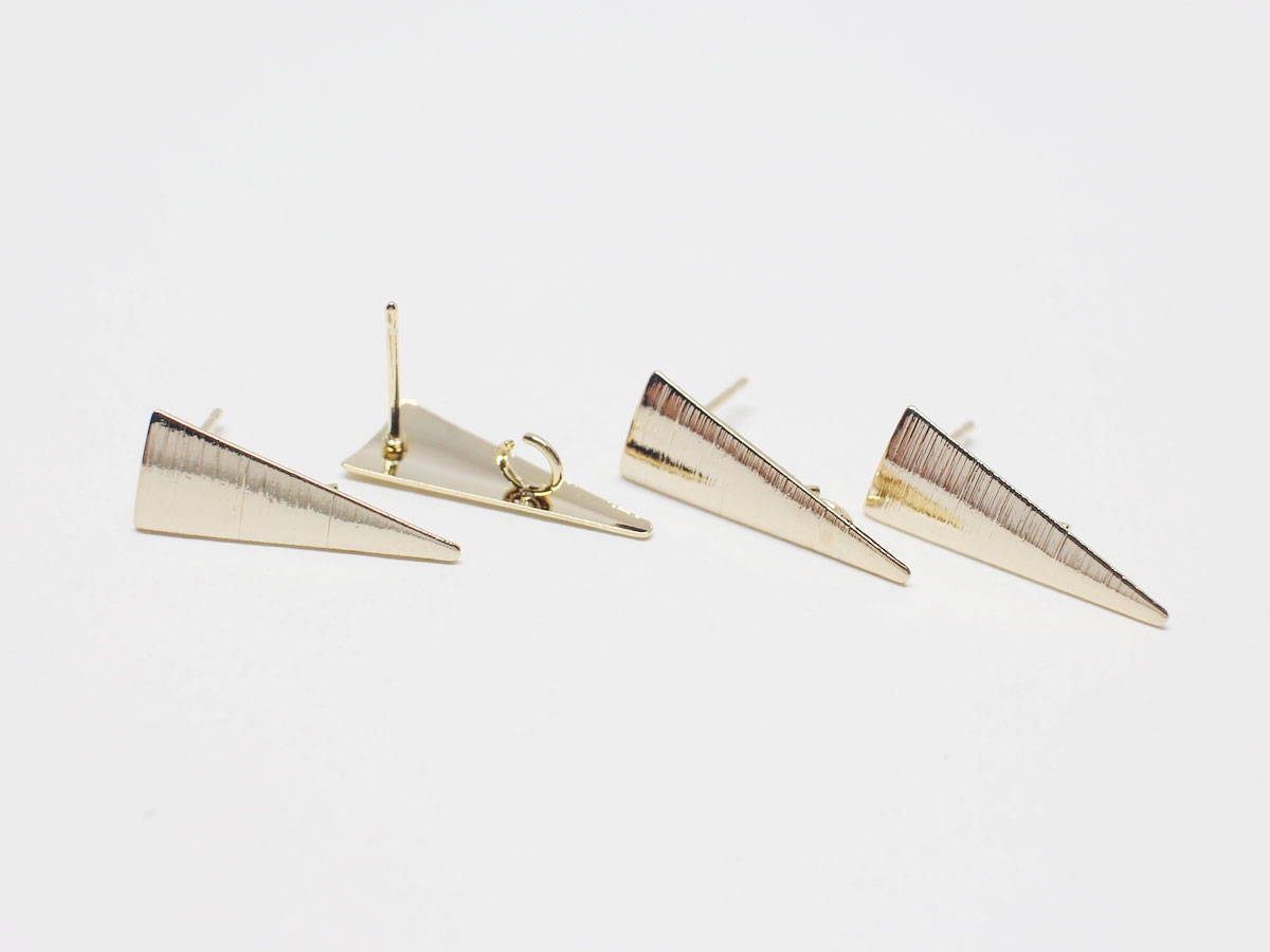 [E0176]/2 pairs/Long Triangle Stud Earrings/Steel/Gold/20x8mm