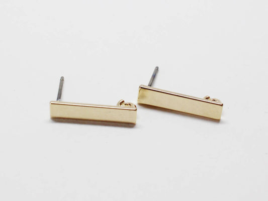 [E0184]/1 pair/Rectangle Stud Earrings/Brass /Gold/3x15mm