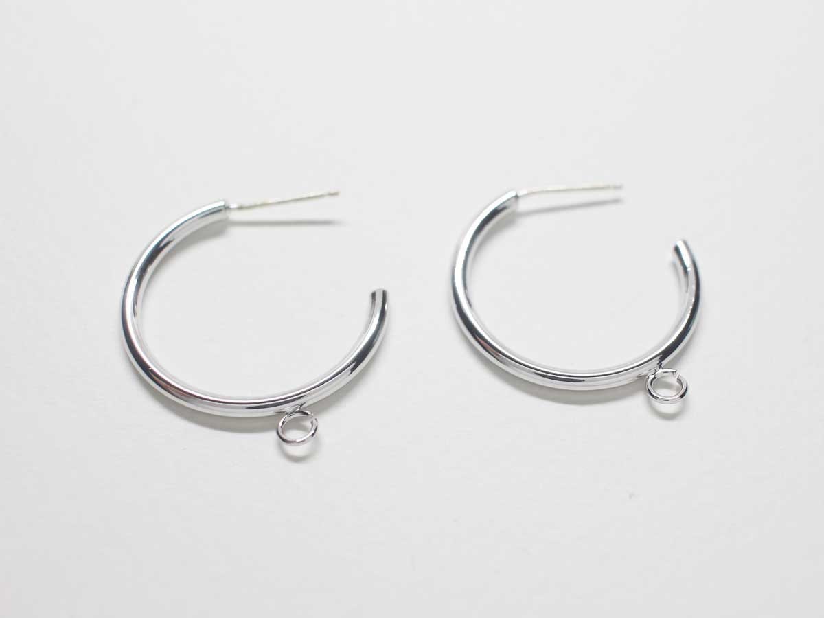 [E0193-1]/1 pair/Circle Stud Earrings/Brass /Rhodium/25mm