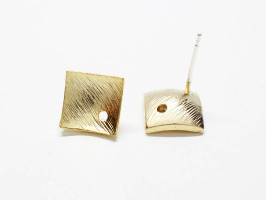 [E0197]/1 pair/Concave Rhombus Stud Earrings/Brass /Matte Gold/12.5mm