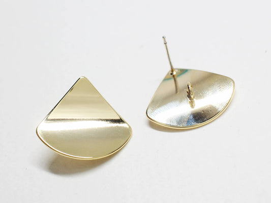 [E0200]/1 pair/Large Curved Triangle Stud Earrings/Brass /Gold/20x18.5xmm