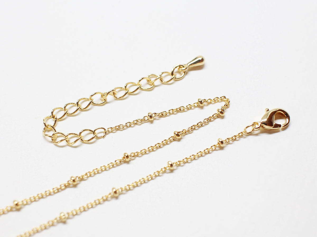 [N0045]/ 5pcs / 16" 230B-1 Chain Necklace + Extension/Brass/Gold plated/1.3mm Link
