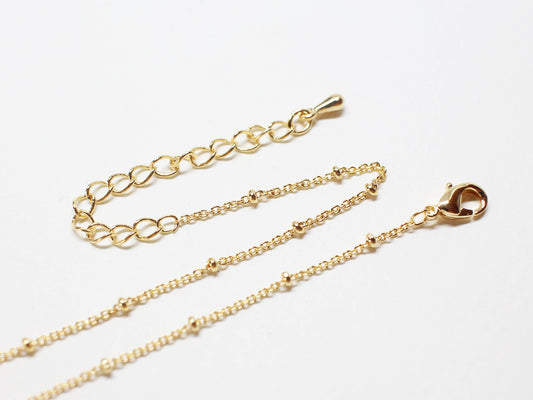 [N0045]/ 5pcs / 16" 230B-1 Chain Necklace + Extension/Brass/Gold plated/1.3mm Link
