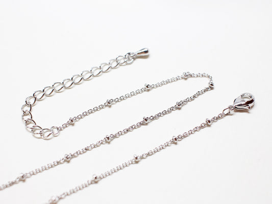 [N0045]/ 5pcs / 16" 230B-1 Chain Necklace + Extension/Brass/Rhodium plated/1.3mm Link