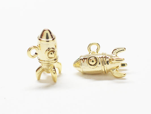 [P0723]/2pcs/Rocket Pendant/Brass /Gold/10.7x6.5mm