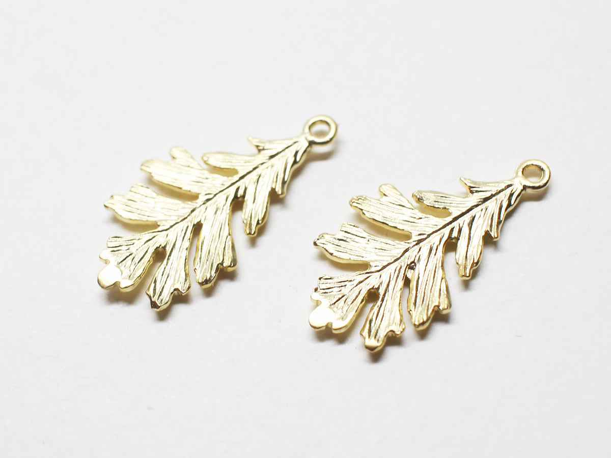 [P0727]/2pcs/Conifer Leaf Pendant/Brass /Matte Gold/10.5X20.5mm