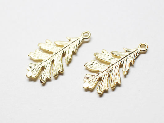 [P0727]/2pcs/Conifer Leaf Pendant/Brass /Matte Gold/10.5X20.5mm