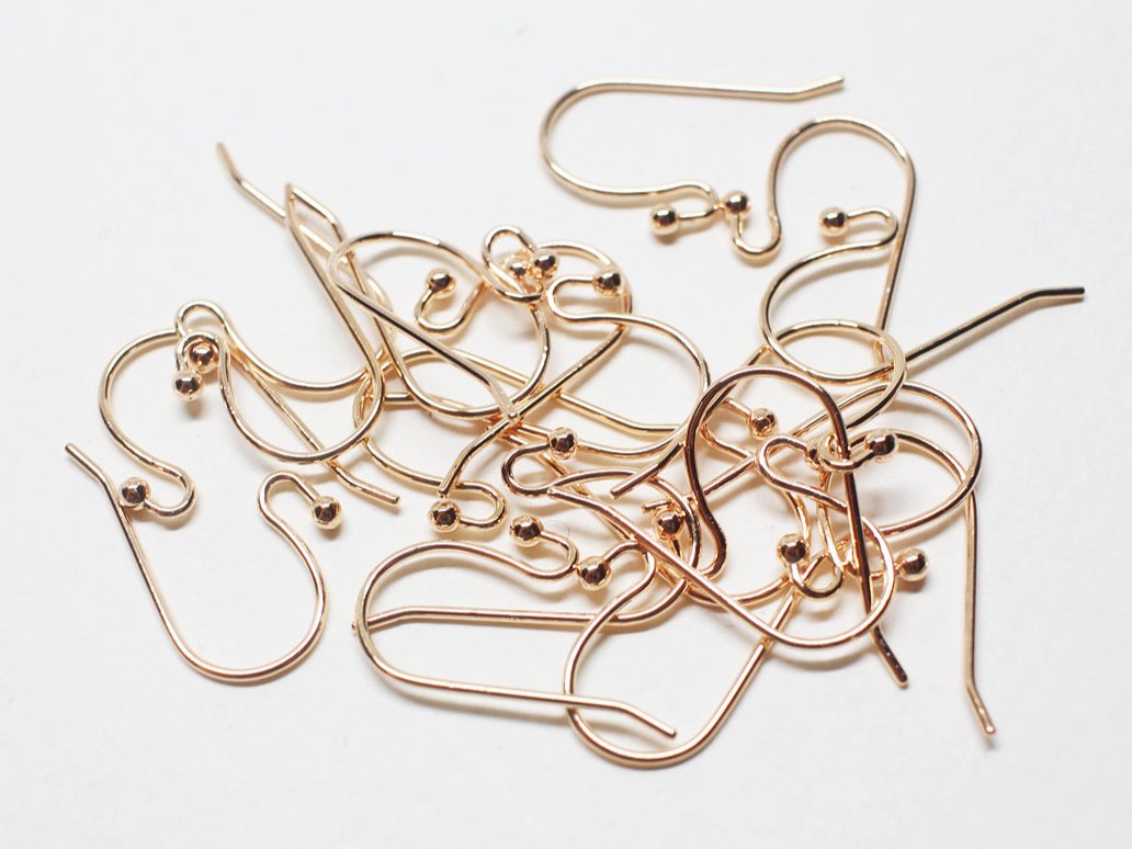 [B0004] 20pcs/Basic ball hooks/Brass/Rose gold plated/20x13mm