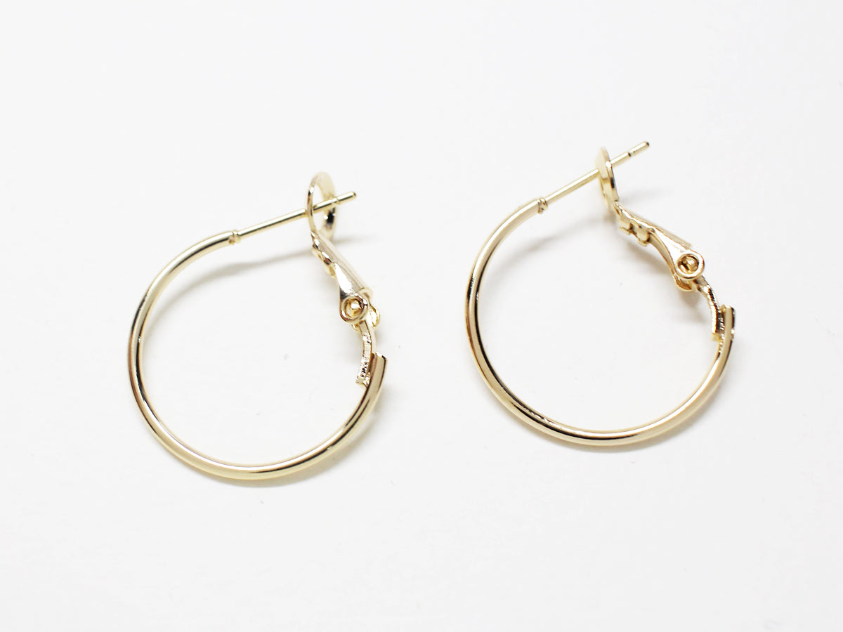 [B0021] 2pcs/Simple Ear Hoops/Brass/Gold plated/20mm