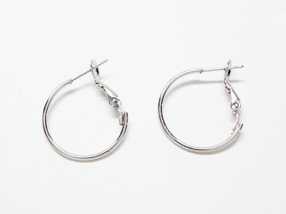 [B0021] 2pcs/Simple Ear Hoops/Brass/Rhodium plated/20mm