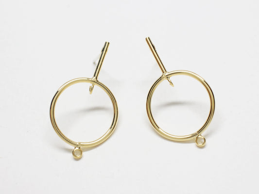 [E0201] 1 pair /Drop Circle Earrings/Brass/Gold plated/29x16.5mm