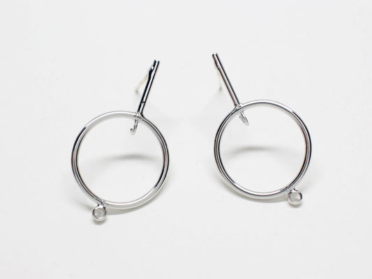 [E0201] 1 pair /Drop Circle Earrings/Brass/Rhodium plated/29x16.5mm