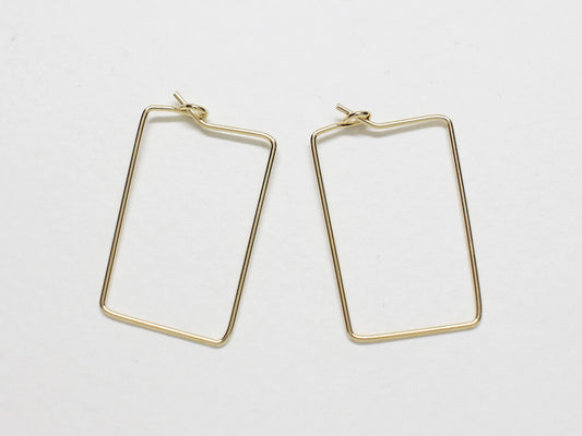 [B0022]4pcs/Rectangle Wire Hoops/Brass/Rhodium plated/35x15mm