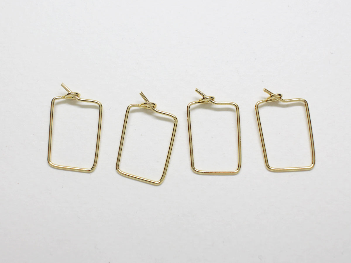 [B0022-1]4pcs/Rectangle Wire Hoops Small/Brass/Gold plated/16.5x10mm