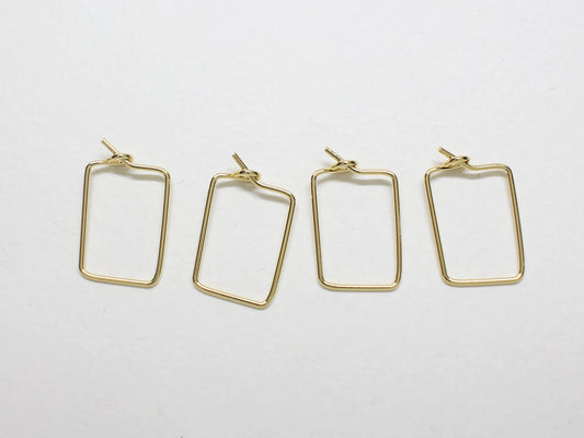 [B0022-1]4pcs/Rectangle Wire Hoops Small/Brass/Gold plated/16.5x10mm