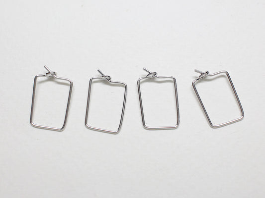 [B0022-1]4pcs/Rectangle Wire Hoops Small/Brass/Rhodium plated/16.5x10mm